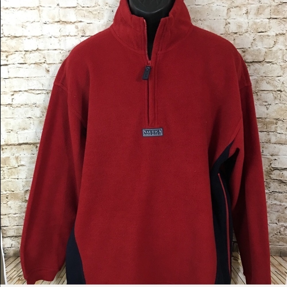 Vintage Nautica Red Fleece 1/2 Zip Pullover